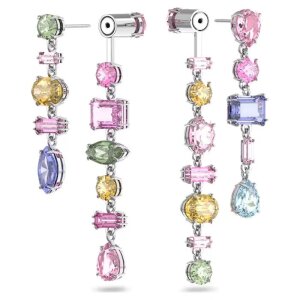 Swarovski Ohrhänger Drop 5613740 Gema, Asymmetrisch, Lang, Mehrfarbig, Rhodiniert