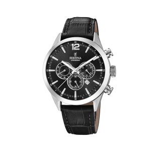 Festina Herren Uhr F20542/5 Chronograph Leder schwarz