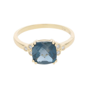JuwelmaLux Ring 585/000 (14 Karat) Gold mit London Blue...