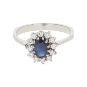 Saphir Ring Weißgold 585 Brillanten Second Hand...
