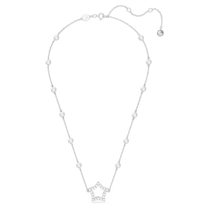 Swarovski Halskette 5645379 Stella Halskette Kristallperlen, Stern, Weiß, Rhodiniert