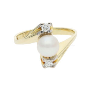 Ring Gold 585 Brillanten Akoya Zuchtperle Second Hand...