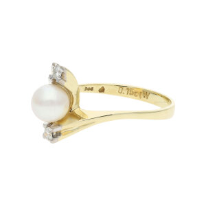 Ring Gold 585 Brillanten Akoya Zuchtperle Second Hand...