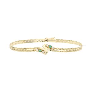 Armband 585/000 (14 Karat) Gold mit Smaragd und Brillant...