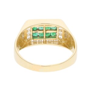 Herrenring 585/000 (14 Karat) Gold mit Smaragd und Brillant, getragen 25321673