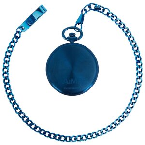 LAiMER Taschenuhr mit Kette 0181 Nussholz, Ionen blau...