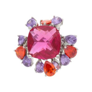 Ring Silber 925 synthetische Steine Second Hand 25321728...