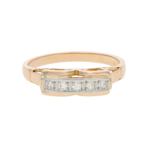 Damenring 750/000 (18 Karat) Rotgold Diamant, getragen...