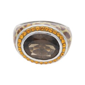 Damenring 925 Silber Leopard teils emailliert Zirkonia...