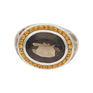 Damenring 925 Silber Leopard teils emailliert Zirkonia...