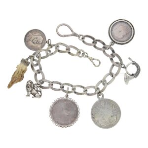 Trachten Charivari Kette 835/000 Silber, geschwärzt,...