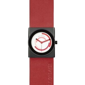 Rolf Cremer Uhr Alvo 507403 Lederband, Edelstahl, rot, grau