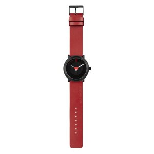Rolf Cremer Uhr Circle 507606 Lederband, Edelstahl, rot, schwarz