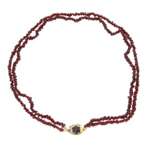 Kropfkette 585 Gold Verschluss Handarbeit mit Granat...