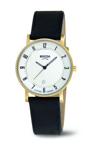 Boccia Damen Uhr Titan Gold 3296-03 Leder schwarz