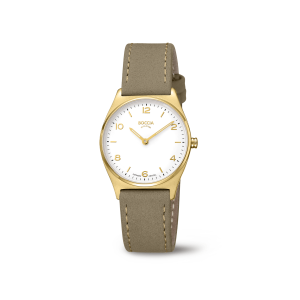 Boccia Damen Uhr Slim Titan gold plattiert 3338-03 Leder...