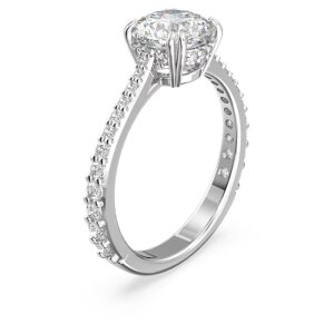 Swarovski Constella Ring 5647662 Set (2), Princess-Schliff, Weiß, Rhodiniert Größe 55