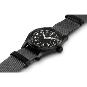 Hamilton Herren Uhr H69409930 Khaki Field Handaufzug, IP schwarz beschichtet