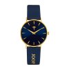 JOOP! Damen Armbanduhr 2035048 Edelstahl mit Leder Blau, IP-vergoldet