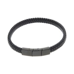 JuwelmaLux Armband aus Edelstahl und Leder IP-Beschichtet...