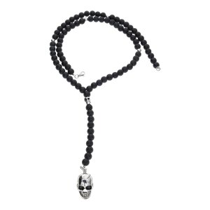 JuwelmaLux Y-Halskette aus Edelstahl mit Onyx mattiert...