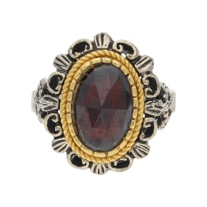 JuwelmaLux Trachten Ring 835 Silber mit Granat vergoldet JL30-07-4361