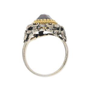 JuwelmaLux Trachten Ring 835 Silber mit Granat vergoldet JL30-07-4361
