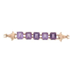 Armband Rotgold 585 Amethyst Handarbeit Second Hand...