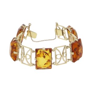 Armband 333 Gold mit Bernstein, Handarbeit, getragen...
