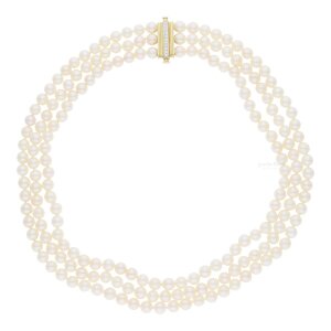 Perlencollier 750/000 Gelbgold Akoyazuchtperlen,...