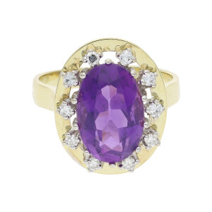 Amethystring Gold und Weißgold 585 Diamanten Second...