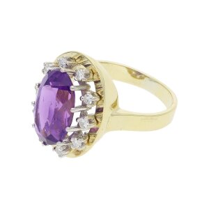 Amethystring Gold und Weißgold 585 Diamanten Second...