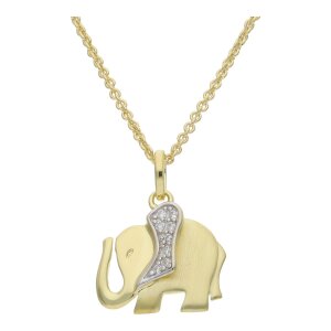 JuwelmaLux goldene Elefant Anhänger Sterling Silber gold plattiert mit synth. Zirkonia JL20-02-1032