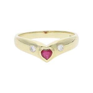Rubin Ring Gold 585 Brillanten Herz Second Hand 25322217...