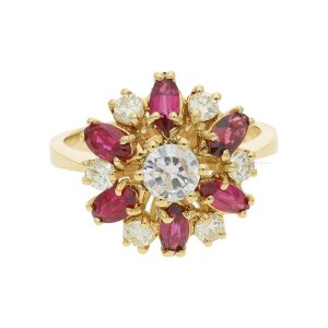 Ring Gold 750 Brillanten und Rubin Second Hand 25322284...