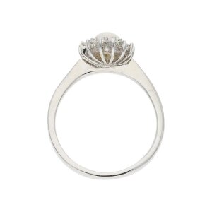 JuwelmaLux Damenring 585/000 (14 Karat) Weißgold mit Opal und Diamant JL30-07-4455