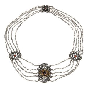 Trachten Collier 835/000 Silber, Granat, Teilw....