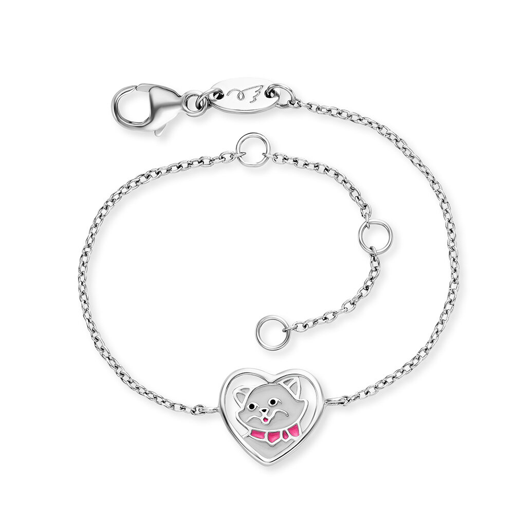 HEB-CAT-HEART | Herzengel Armband HEB-CAT-HEART 925/000 Sterling Silber  Emaille