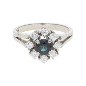 Saphir Ring Weißgold 585 Brillanten Second Hand...