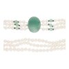 Perlenkette mit Süßwasserzuchtperle und Aventurin, 3-Reihig, getragen 25322396