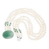 Perlenkette mit Süßwasserzuchtperle und Aventurin, 3-Reihig, getragen 25322396