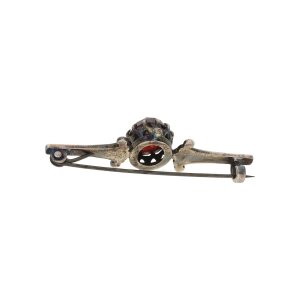 Trachten Brosche 800/000 Silber, Granat, Handarbeit,...