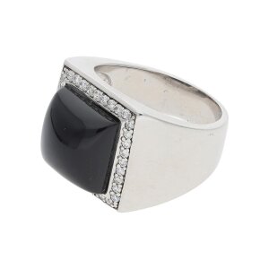 JuwelmaLux Ring Sterling Silber mit Zirkonia und Onyx JL10-07-3375