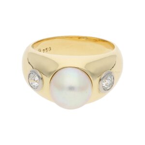 Ring 750/000 (18 Karat) Gold Akoya Zuchtperle und...