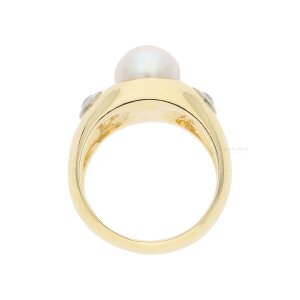 Ring 750/000 (18 Karat) Gold Akoya Zuchtperle und...