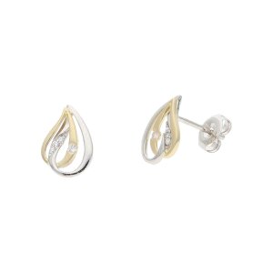 Ohrstecker Gold und Weißgold 333 Zirkonia...