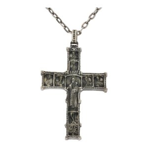 Kreuz mit Kette 835/000 Silber geschwärzt, getragen...