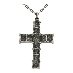 Kreuz mit Kette 835/000 Silber geschwärzt, getragen...