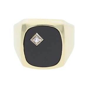 Ring 585/000 (14 Karat) Gold mit Onyx und Zirkonia, getragen 25322557