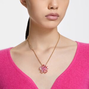 Swarovski Halskette Florere 5650569 Blume, Rosa, Goldlegierungsschicht